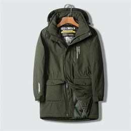 Men's Winter Jacket Hooded Large Size 8XL Warm Coat Mid Long Windbreaker Male Autumn Thick Down Cotton-Padd Thermal Parka Men 211023