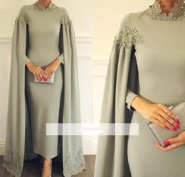 Mother of Elegant the Bride Dresses Ankle Length with Cape Formal Groom Godmother Evening Wedding Party Guests Gowns Plus Size Custom Made Godmor