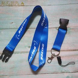 100 PCS Fashion Trinket Boeing Lanyards Neck Strap Phone Chaveiro Key Chain Blue llavero Lanyard Keychain for ID Card Crew Gift