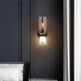 Wall Lamps Nordic Lamp Wrought Iron Glass Two Heads Mirror Light For Living Room Bedroom Bedside Study Modern Decorate Home