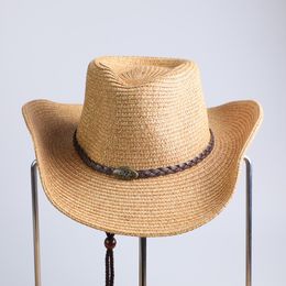 Men's Western Cowboy Hat Summer Foldable Straw Hat Men Beach Sun Big Brimmed Panama Hat Gift Wholesale