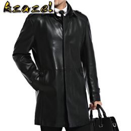 Autumn and winter Brand men's Genuine Leather jackets thickening long leather coat men natural sheepskin leather jacket 211111