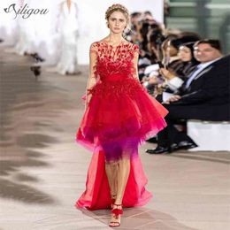 Christmas Fashion Chic Red Feather Design Cascading Ruffled Belt Floor Length Sexy Celebrity Party Dress 210525