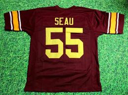 Custom Football Jersey Men Youth Women Vintage 55 JUNIOR SEAU Rare High School Size S-6XL or any name and number jerseys
