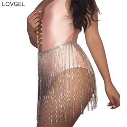 Sexy Crystal Belt Goth Skirt Punk Strap Thong Body Harness Girls Rave Raver Dance Jewellery Waist Chain For Women