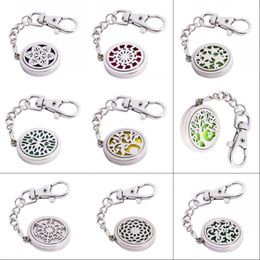 Portable Air freshener Essential Oil Diffuser Keychain Aromatherapy Locket perfume box Set with 5 Color felt pads chain 4996 Q2
