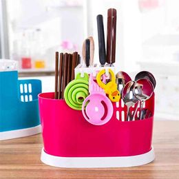 Large Capacity Kitchen Drain Rack Multifunctional Drying Cosmetic Storage Box Chopsticks Tableware Spoon Fork 210423