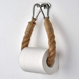 Toilet Paper Holders 60cm Woven Hanging Rope Roll Holder Punch Free For Bathroom Decoration
