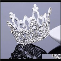 Drop Delivery 2021 Arrival Full Circle Crown Comb Tiara Crystal Rhinestone Diadem Tiaras And Crowns Flower Girls Hair Jewellery Prom Pageant Yi