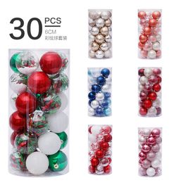 6cm x 30 Pieces per Box Christmas Tree Decorations Indoor Decor Colorful Painted Balls Ornaments SYBA05