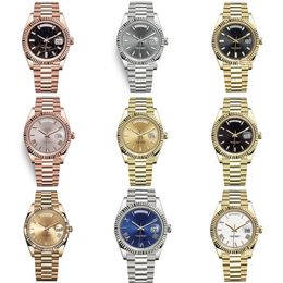 Man Watch Day Date Men's Automatic Mechanical Watches Sapphire Glass Rostfritt stål Rem Vitguld Rose Pink Green Blue Outdoor Sports Wristwatch med låda