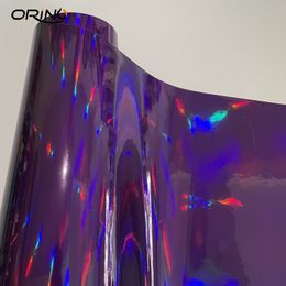 Glossy Holographic Chrome Purple Vinyl Sticker Self Adhesive DIY Car Wrap Foil with Air Release Bubbles
