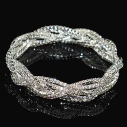 Crystal Charm Bracelets Women's Gold Silver Plated Rhinestones Bracelet Strand Bracelets Wedding Bridal Gift Party Jewelry Q0719
