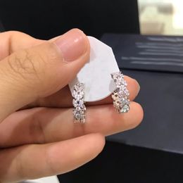 UMGODLY Luxury Brand 1 Pair White Heart Wheat Ears Earrings Micro Cubic Zirconia Stones for Women Fashion Jewelry