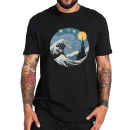 Starry Night T Shirt Oil Painting Texture Graphic Soft Sweat High Quality Short Sleeve Tops Tee Homme EU Size X0621