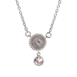 Necklace Settings Dangle with One Zircon Pendant Necklaces Blank for Pearl 925 Sterling Silver Chain Base 5 Pieces