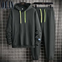 OEIN Casual Tracksuit Men Hooded Sweatshirt Outfit Autumn Mens Sets Sportswear Male Hoodie+Pants 2PCS Jogging Sports Suits 211123