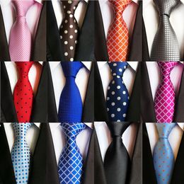 -Klassische Männer Seidenmode Streifen Plaid Pure Green, Orange, Rot, Punkt, Busins, Party, Hochzeit, Formale Krawatte, 8cm