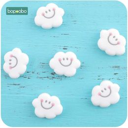 Bopoobo 20pc 0-12 Months BPA Free Silicone Tiny Rod Beads Pearl Cloud For Baby Rattle Toys Rodent Teether 211106