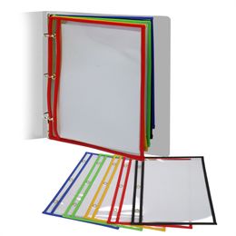 Dry Erase Pockets 5pcs/pack Reusable Dry Eraser Sleeves with 3 Holes for School or Work