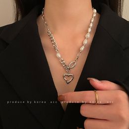 Ожерелья кулон Нерегулярные пресноводные жемчужины в форме сердца ожерелье мода геометрическая цепь сращивание клавиши личности