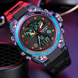 New Wrist Watch Men Watches Male Watch For Men Clock Dual Display Wristwatch Outdoor Waterproof Hours Sport Style SANDA Brand G1022