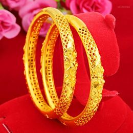 copper prices UK - Pure Copper Gold-plated Women's Handmade Bracelet Hollow Perimeter 60MM Imitation Gold Retro Jewelry Wholesale Price Bangle