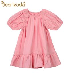 Bear Leader Baby Girls Casual Summer Dresses Summer Kids Girl Ruffles Princess Vestidos Children Sweet Korean Style Costume 3-7Y 210708