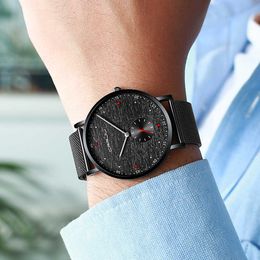LMJLI - Relogio Masculino CRRJU New Men Watch Luxury Business Waterproof Slim Mesh Quartz Wristwatch Fashion Military Sport Male Clock