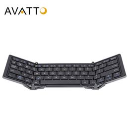 AVATTO Aluminum Case Portable Folding Bluetooth Keyboard, Foldable wireless mini Tablet Keyboard For IOS Android Windows phone 210610
