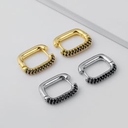 Hoop & Huggie Design U Shaped Small Earrings Lock Buckle Colourful CZ Stone Mixed Geometric Earring For Women Minimalist Party Jewellery