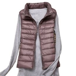 Brand Women Sleeveles's Ultra Light Down Vests Slim Jacket Girl Gilet Plus Lightweight Windproof Warm Waistcoat 211130
