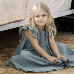 Summer Girls' Dress European And American Casual Flying Sleeve Lace Party Princess Children'S Baby Kids Clothing For Girls 210625