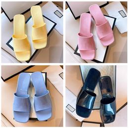 Top quality Wholesale Brand woman slipper designer lady Sandals summer jelly slide high heel slippers luxury Casual shoes Womens Leather Alphabet England Style