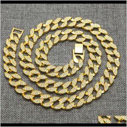 Tennis, Graduated Necklaces & Pendants Drop Delivery 2021 Iced Out Diamond Rhinestone Crystal Gold Sier Miami Cuban Link Chain For Mens Hip H
