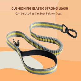 Durable Dog Leash No Pull Buffer Scalable Bungee Elastic Leash for Dog Puppy Car Vehicle Safety Belt Adjustable Seat Belt 211006