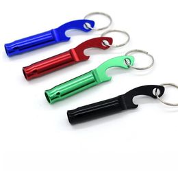 2 in 1 kit Mini Aluminum Keychain Keyring Beer Bottle opener With whistle