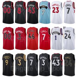 Screen Print Basketball Fred VanVleet Jerseys Kyle Lowry Serge Ibaka Pascal Siakam Marc Gasol OG Anunoby Matt Thomas Aron Baynes Red Black White BLue Purple