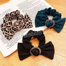 Women Elegant Luxury Rhinestones Circle Bow Elastic Hair Bands Sweet Ponytail Hold Scrunchie Hair Tie Fashion Hair Accessories