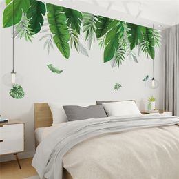 Tropical Plants Banana Leaf Wall Stickers for Living room Bedroom Background Decor Vinyl Decal Home Posters 220217