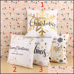 Cushion/Decorative Pillow Home Textiles & Garden Case 45X45 Pillowcase Gold Merry Christmas Throw Pillows Decorative Pillowcases For Sofa Ca