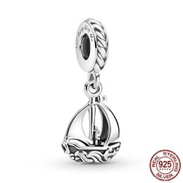 Memnon Jewellery 925 Sterling Silver Sail Boat Dangle Charm Pendants Charms Beads Fit Original Bracelets Jewellery DIY Making 799439C00