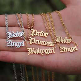 Pendant Necklaces Old English Letter Babygirl Necklace Angel Princess Stainless Steel Jewelry Fashion Bithday Gift For Kids Choker