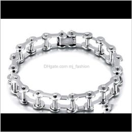 Link Bracelets Jewelrychain Bracelet Bangle Stainless Steel Jewelry With Sile Top Quality Mens Motor Bike Chain Motorcycle Drop Delivery 202