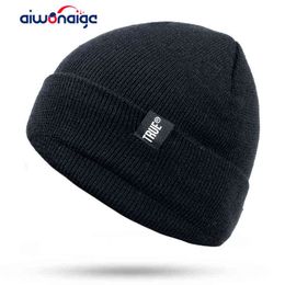 New women's winter caps wool hats warm skullies Knitted beanies man black high quality cotton cap bone thick unisex gorras TRUE Y21111