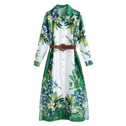 PUWD Sweet Women Lapel Shirt Dress Spring-Autumn Fashion Ladies High Waist Refreshing Vintage Female Buckle 210427