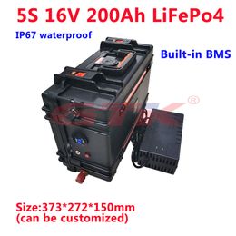Waterproof Lifepo4 16V 200Ah lithium battery 5S BMS for energy storage outdoor power supply Caravans campers+20A charger