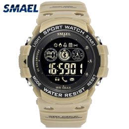 Men Digital Sport Male Clock Smael Brand Kahki Style Outdoor Fashion Watch Led Display 1602 Wrist Watches Chronograph Auto Date Q0524