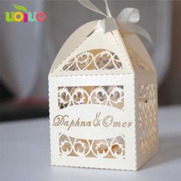 Customised name laser cut wedding souvenirs romantic wedding candy box 211108