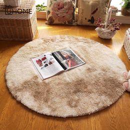 Large Soft Shaggy Round Carpet for Living Room Warm Plush Floor Rugs Fluffy Mats Kids Room Faux Fur Area Rug Thick Velvet Mats 210727